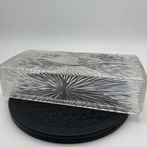 Vintage Mid Century Modern Lucite Acrylic Tissue Box Cover Clear Starburst